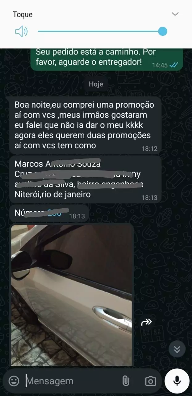 Depoimento de cliente via WhatsApp