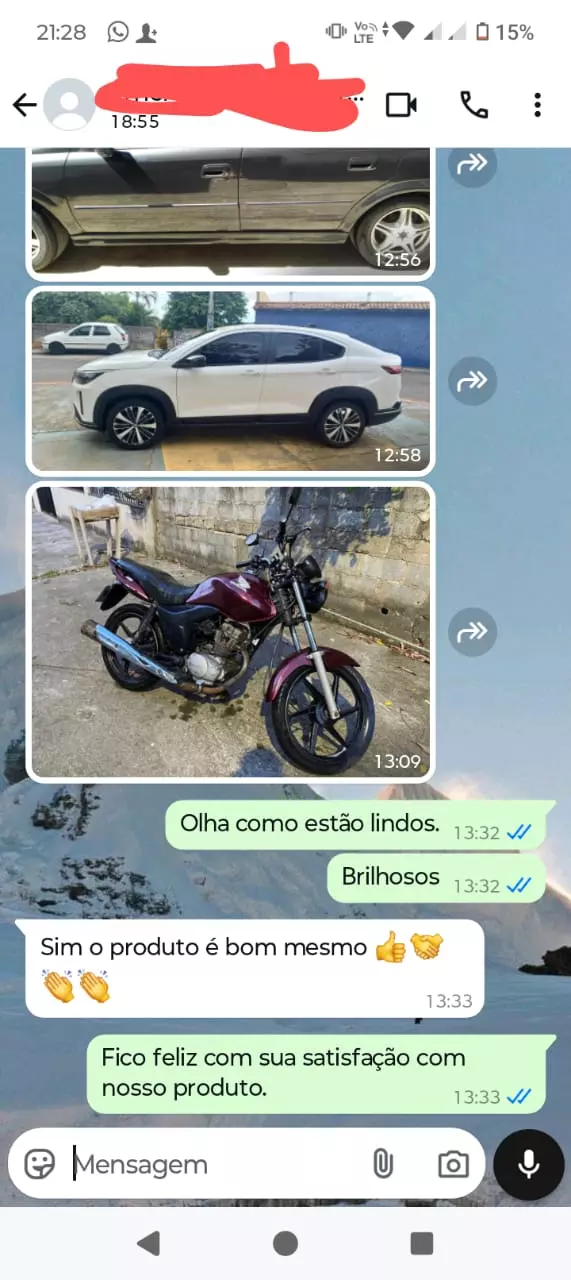 Depoimento de cliente via WhatsApp